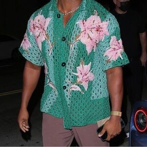 Green Floral Men's Shirt